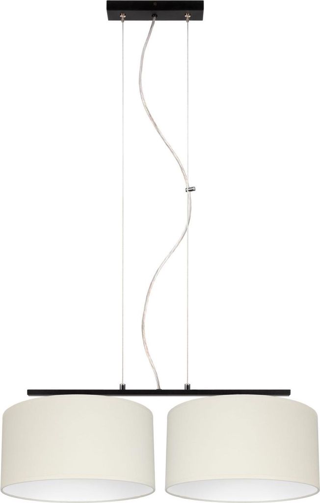 Pendelleuchte Metall Stoff H: max. 100 cm Schwarz Ecru E27 2-flammig länglich Modern Hängeleuchte