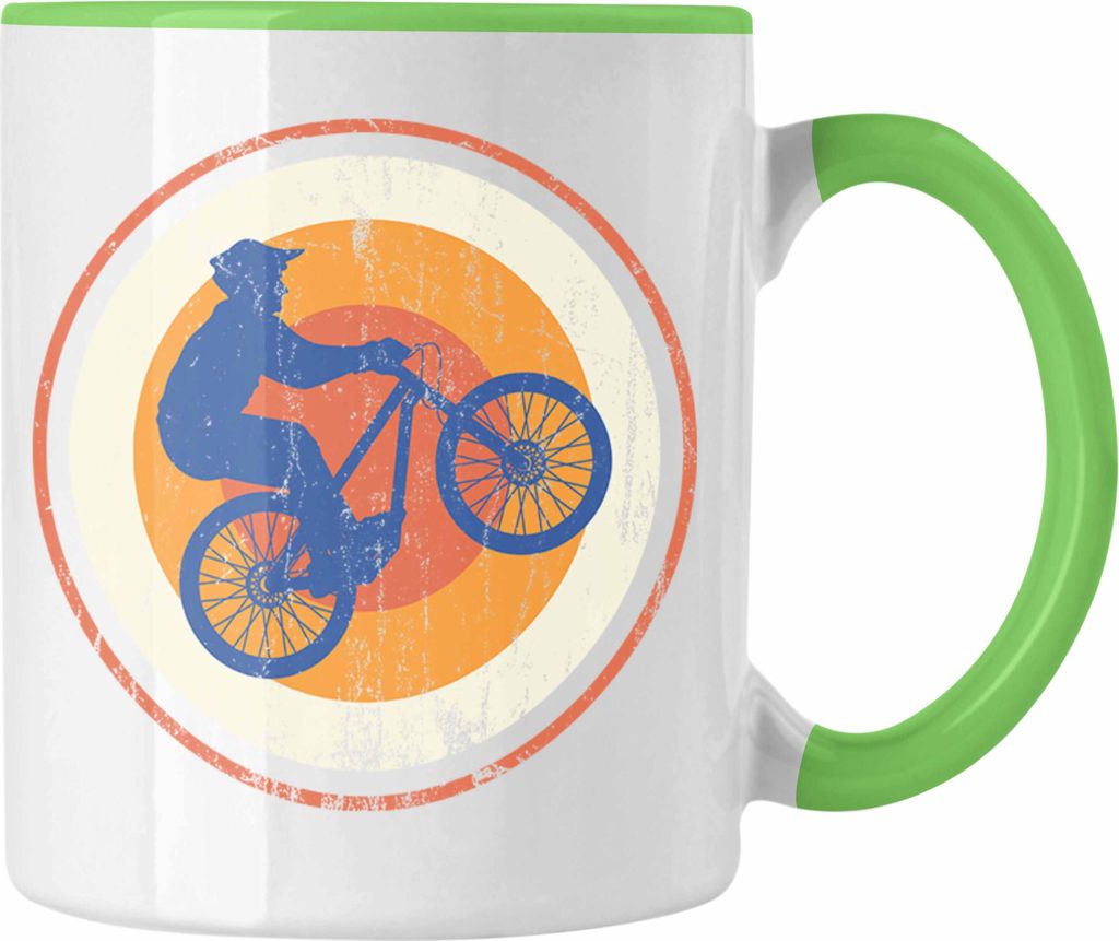 Trendation - Moutainbike Geschenk Tasse Mountainbiker Geschenkidee Kinder Kaffeetasse Männer Accessories Grafik MTB ler (Grün)