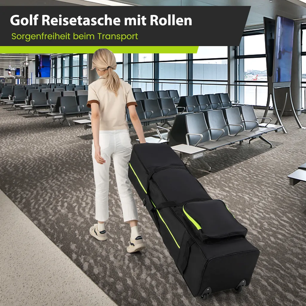Sac de Golf pour Avion Pliable avec Roulettes et Fermeture à Clé - 4
