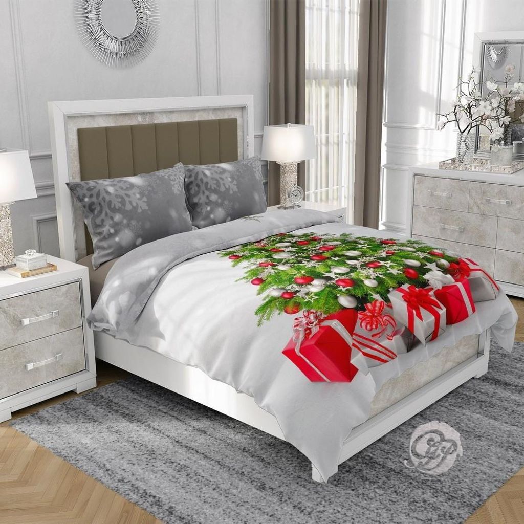 3D Baumwollsatin Bettwäsche 140x200cm WEIHNACHTSBAUM