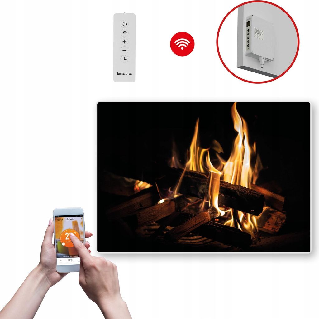 Termofol TF-SWT Infrarot Wandheizung - Wandheizung Elektrisch - Feuer - 500W - 60x85 cm