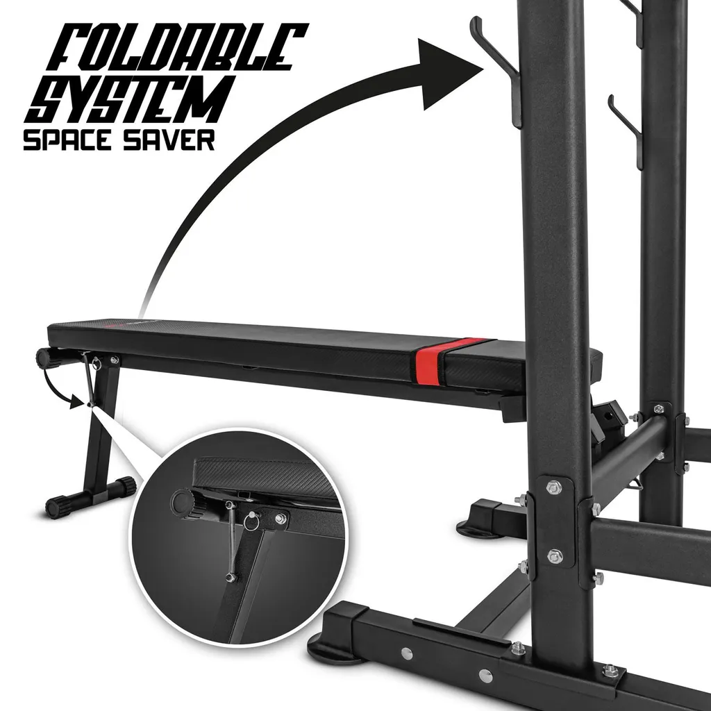 Station de musculation Power Tower robuste avec banc de musculation intégré - 4