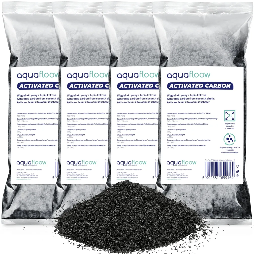 Charbon Actif AquaFloow 8L pour Éliminer Odeurs et Coloration de l'Eau