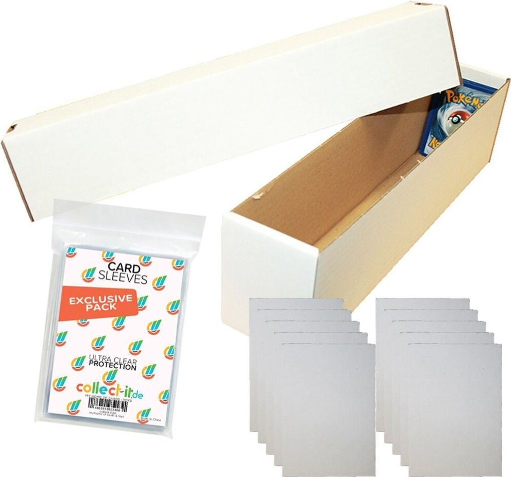 collect-it.de 1 Riesen Deck-Box + 10 Kartentrenner - Aufbewahrung (weiß) für 1000 Karten (kompatibel mit Magic/Pokemon/Yugioh/Match Attax Karten)...