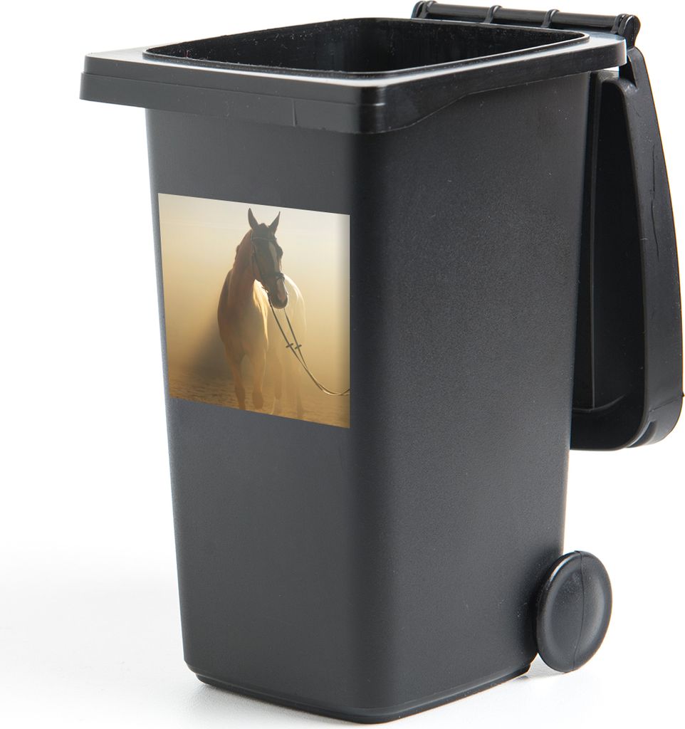 MuchoWow Mülltonnenaufkleber Pferd - Licht - Sand 40x40 cm - Abfall-Aufkleber - Container - für Abfallcontainer