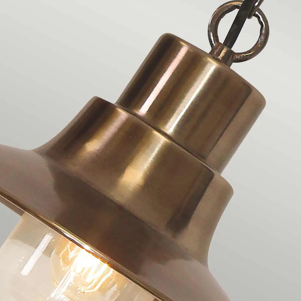 Suspension Extérieure Sheldon E27 60W Laiton Massif et Verre Clair