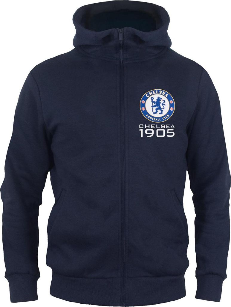 Chelsea FC - Hoodie mit durchgehendem Reißverschluss für Jungen, Fleece GF501 (134) (Marine)