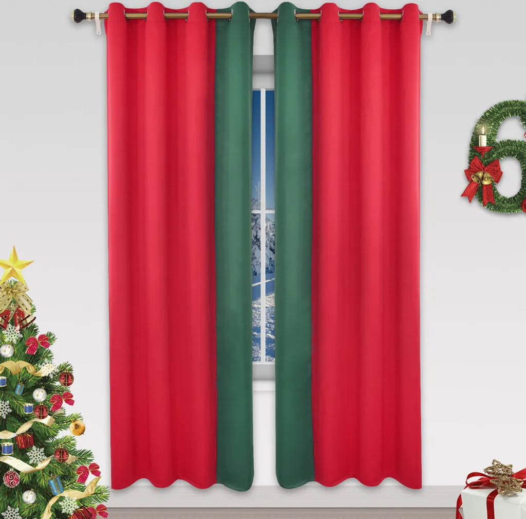 Rideaux occultants à œillets 50x72 pouces isolation thermique Rouge Vert