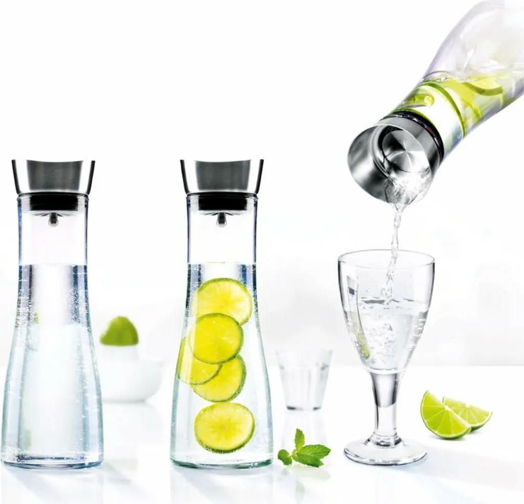 Caraffa Vetro 1 Litro Set 3 Pezzi | Tappo Acciaio Inox Anti-Goccia