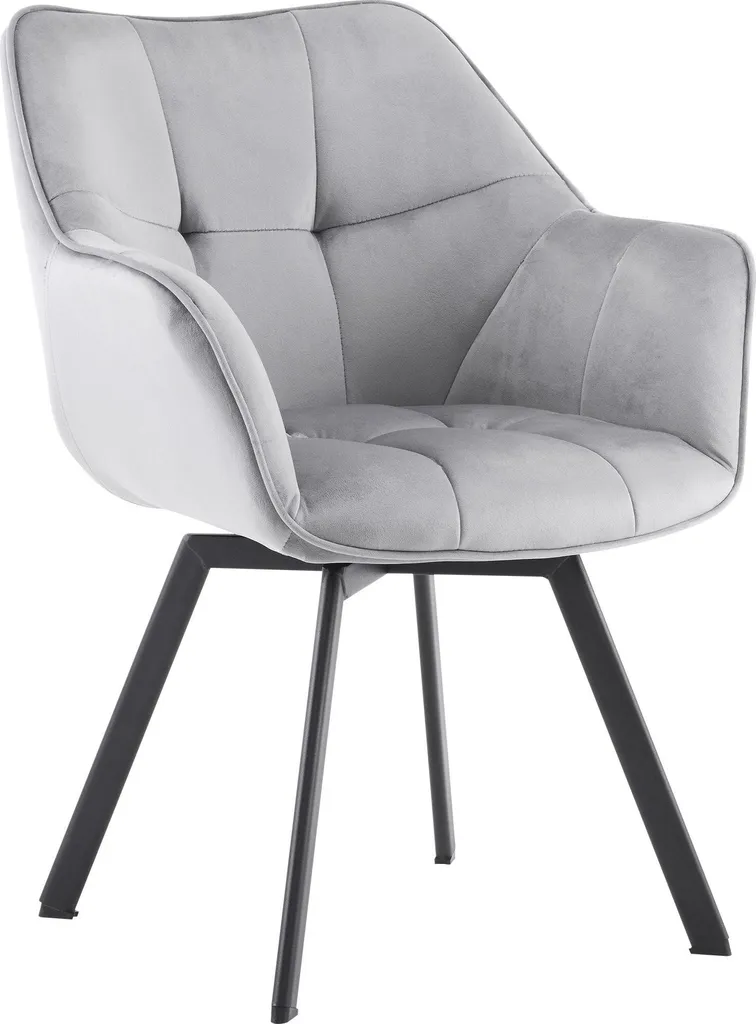 Sedia Imbottita Jordi Velluto Grigio Scuro Girevole - Portata 150kg