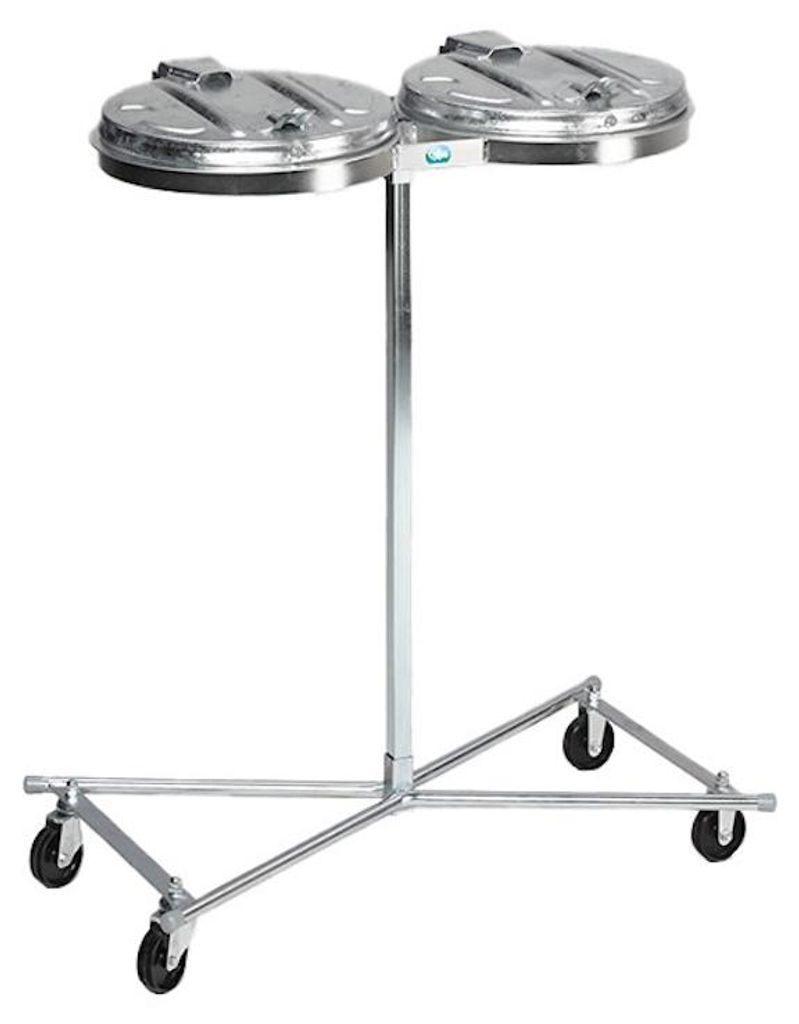 Robuster Doppel-Abfallsammler mit Metall-Deckel | Fahrbar | 2x 120 Liter, HxBxT 102x86x48cm | Stahl | Verzinkt-Verzinkt