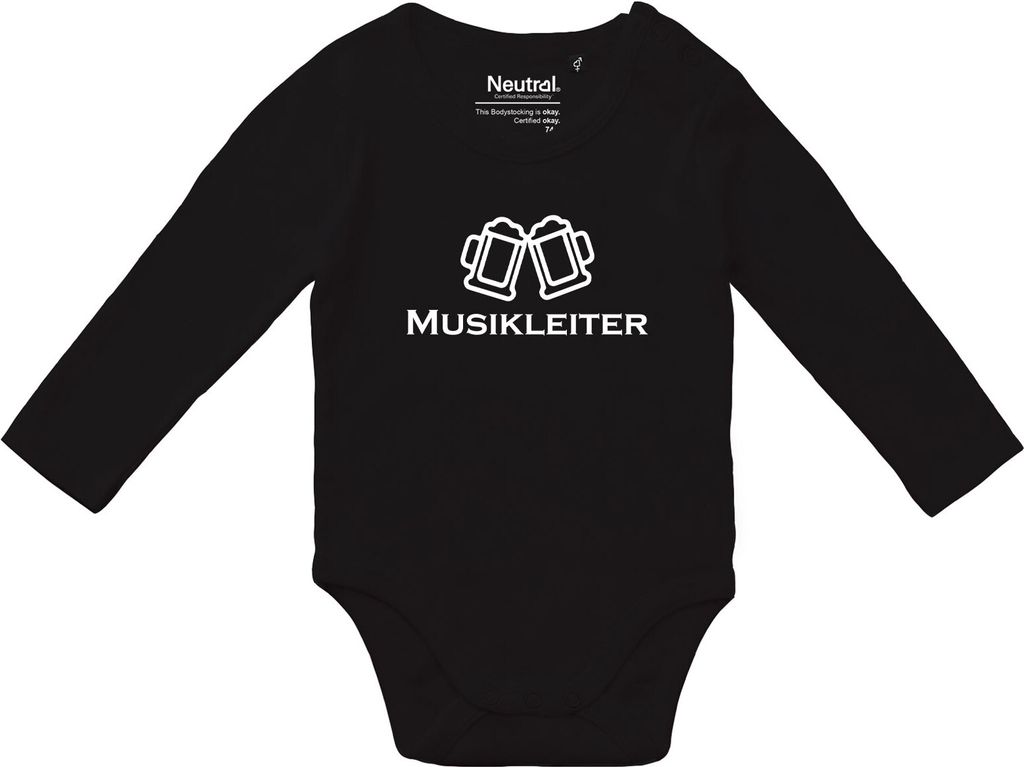 Huuraa Baby Body Musikleiter Schützenfest 68 Black Baumwolle Fairtrade Langarmbody Geschenkidee