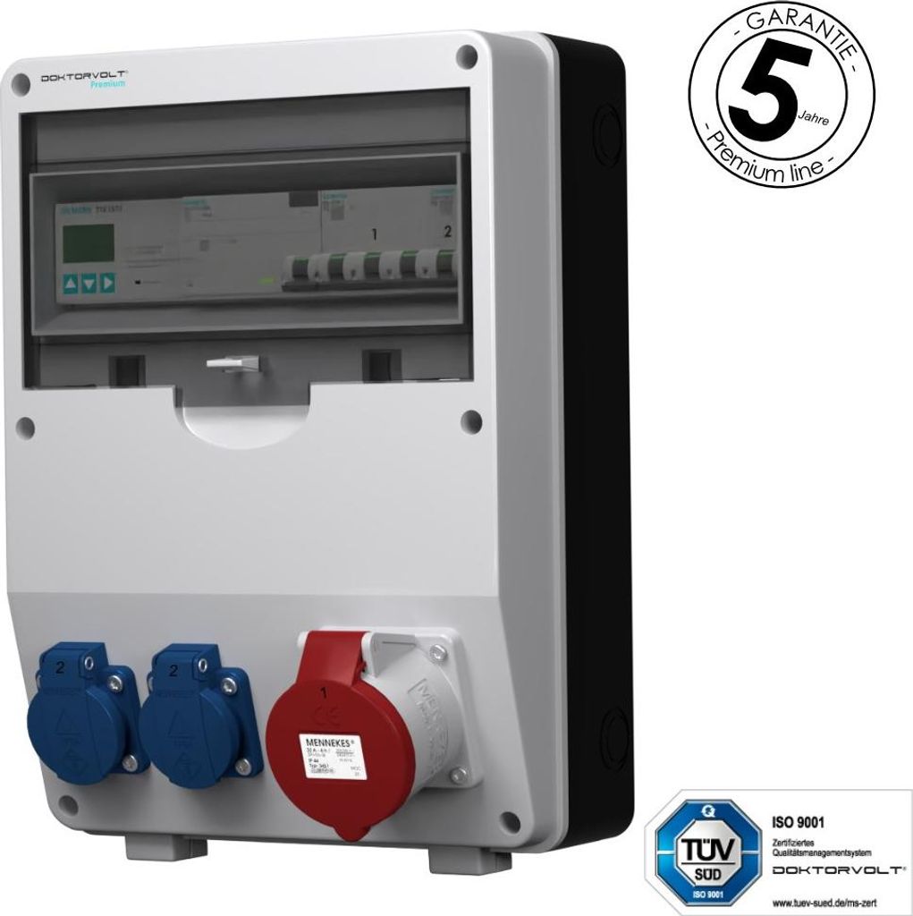 Stromverteiler 32A 2x230V pTD-S/FI 3P Zähler SIEMENS und MENNEKES Doktorvolt 4807
