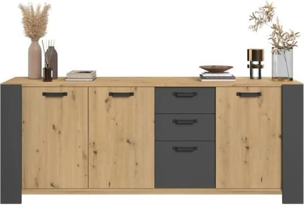 Optimisez votre Espace avec ce Grand Buffet 220cm 3 Portes et 3 Tiroirs