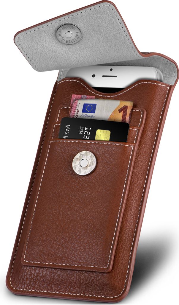 ONEFLOW Zeal Case kompatibel mit iPhone 12 Pro - Hülle mit Kartenfach, Braun