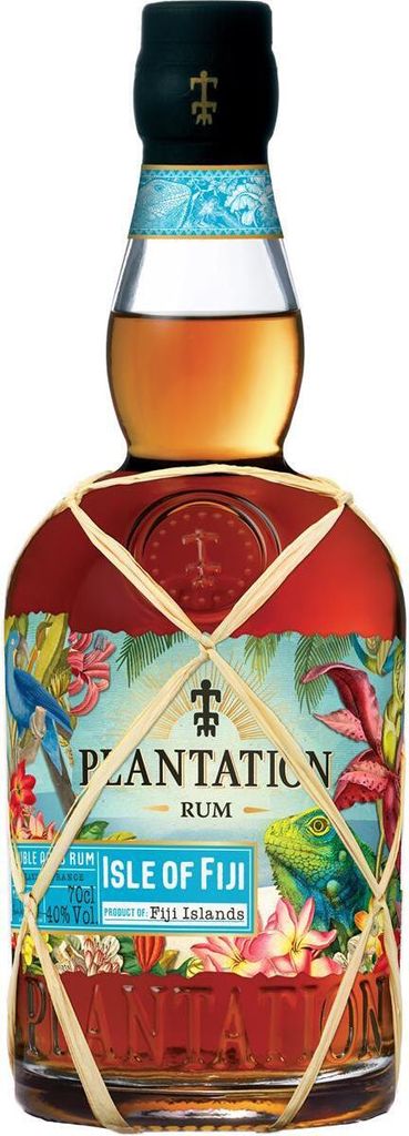 A bottle of Plantation Isle of Fiji rum.