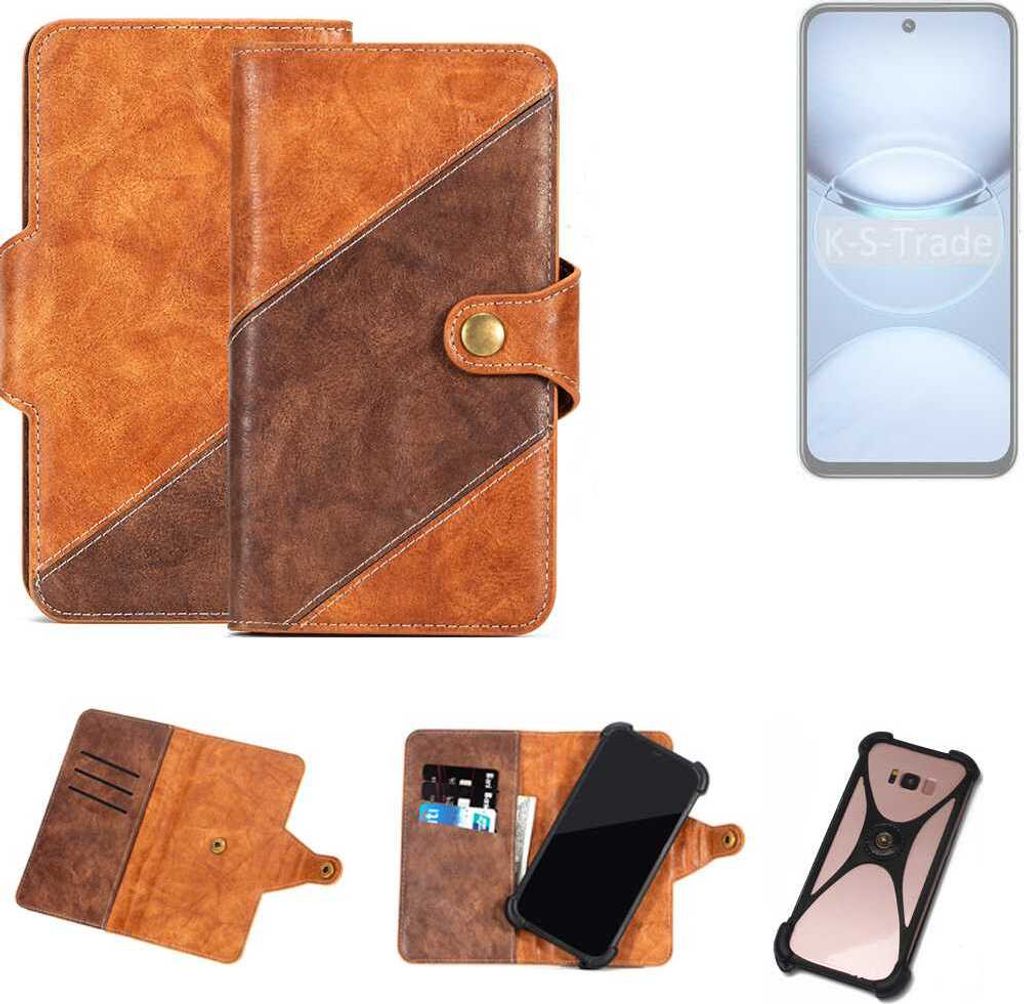 K-S-Trade Handyhülle Schutzhülle Bookstyle Case Wallet-Case kompatibel mit Tecno Spark 30 5G Cover Klapphülle Kantenschutz Smartphone dunkelbraun
