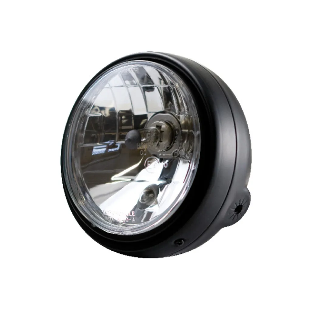 Phare Bullet 5-3/4 noir mat - Optique avant vintage pour moto custom