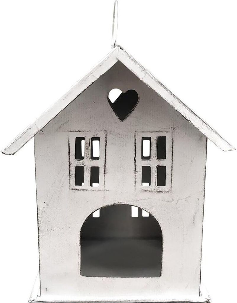 Windlichter Häuschen Haus Fenster Laterne weiß 14,5 cm