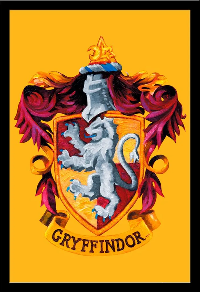 Poster Gryffondor Protégé par Vitre Acrylique et Cadre Noir Amovible Shinsuke