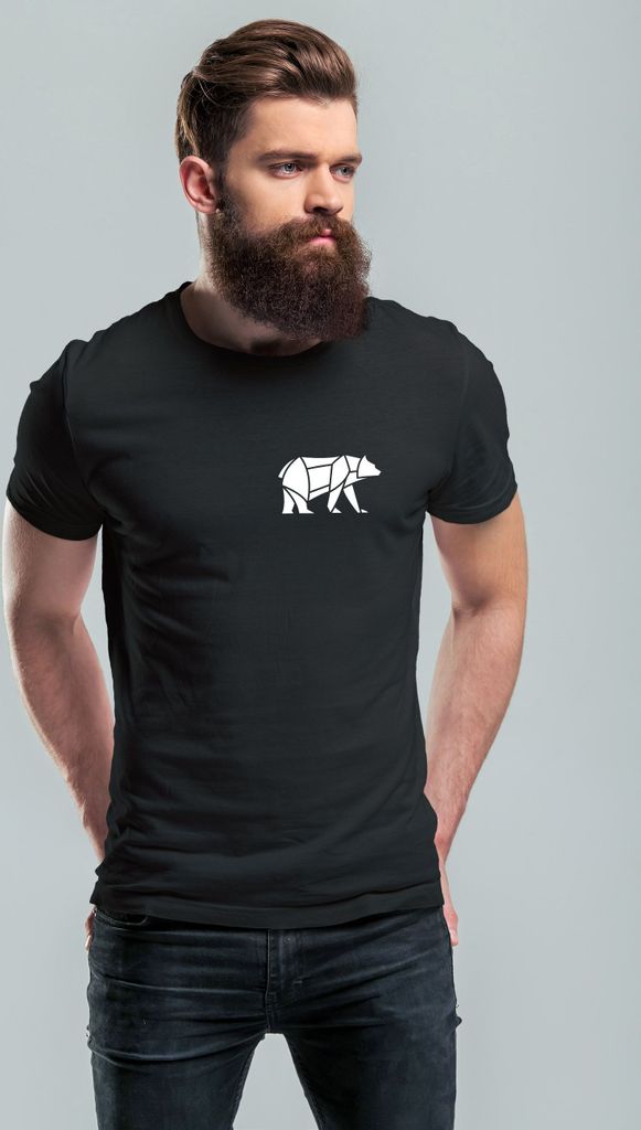 Herren T-Shirt Polygon Design Print Bär Natur Outdoor Fashion Streetstyle Neverless Polygon 1 schwarz XS