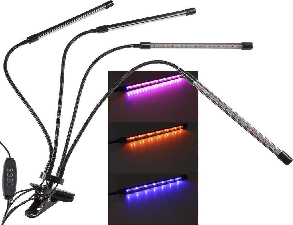Pflanzenleuchte LED, 4-fach, Wachstumslampe mit Controller