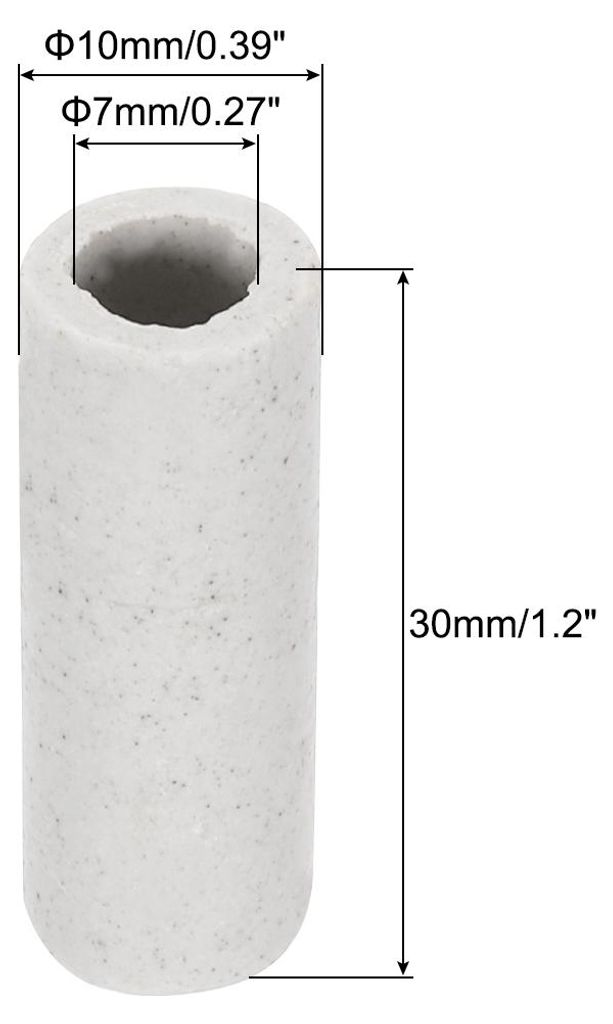 30 Stš¹ck Einlochzylinder Keramikrohr 7mm Innendurchmesser, 10mm Au?endurchmesser, 30mm L?nge Rund Keramik Rohr fš¹r Kabel Isolierung Kabelmana...
