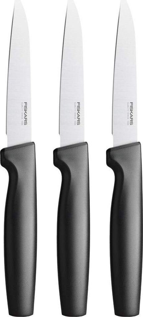 Fiskars Gemüsemesser-Set, 3-teilig, Functional Form, Edelstahl/Kunststoff, Schwarz, 1057563