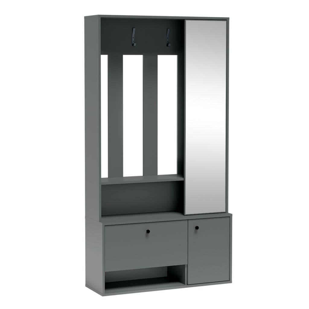 AX LIVING Schuhschrank mit Garderobe Tokessa mit Spiegel Stone Green
