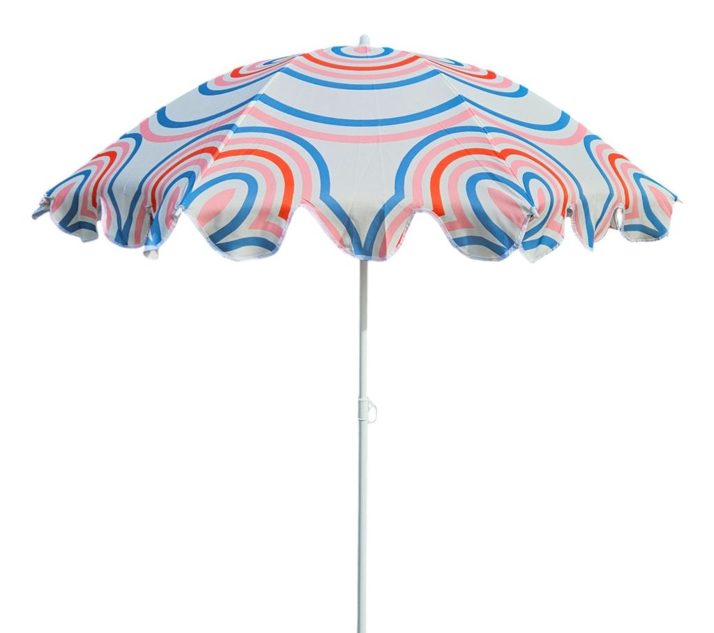 Sonnenschirm Strandschirm UV 30+ Balkonschirm blau Kreise Produktbild 