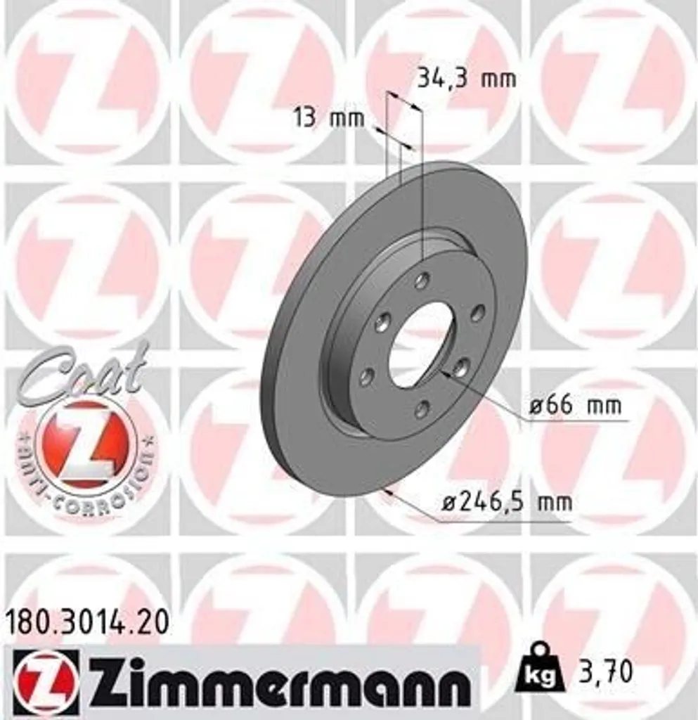 Disque de frein avant plein Zimmermann pour Peugeot 206 SW et Berline