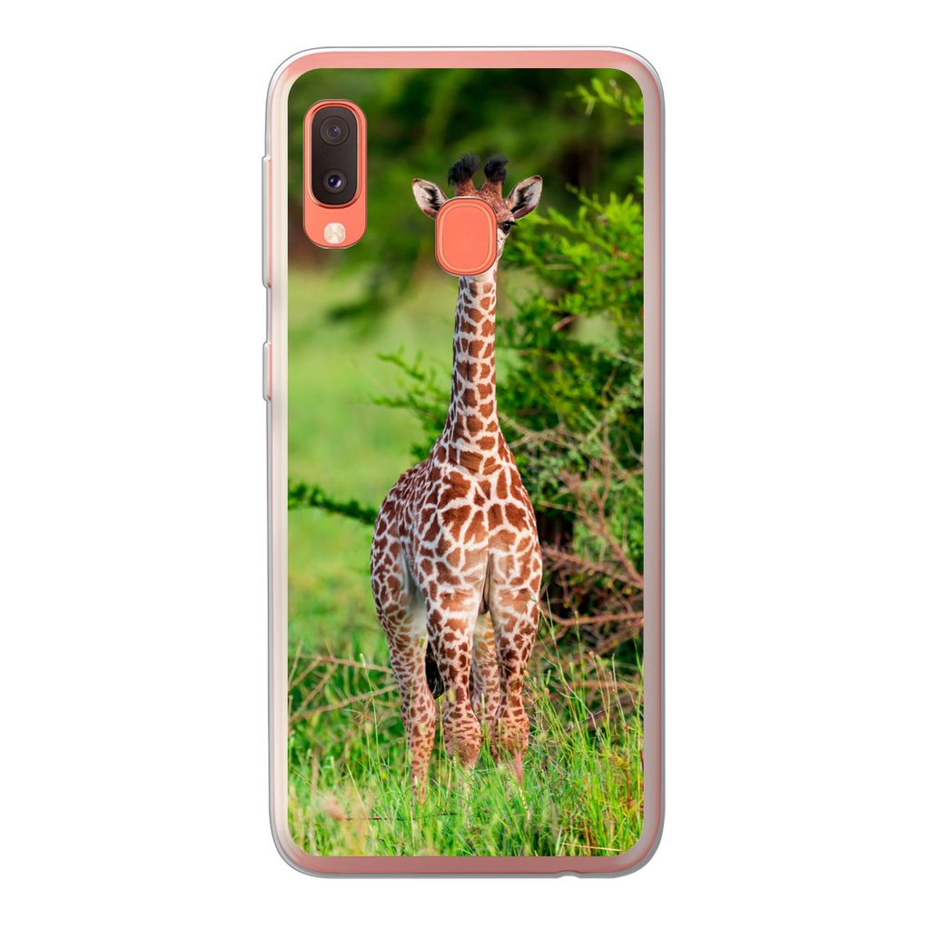 MuchoWow Handyhülle Schutzhülle Hülle für Samsung Galaxy A20e Baby - Giraffe - Pflanzen Silikon Softcase Handy Hülle - Abdeckung