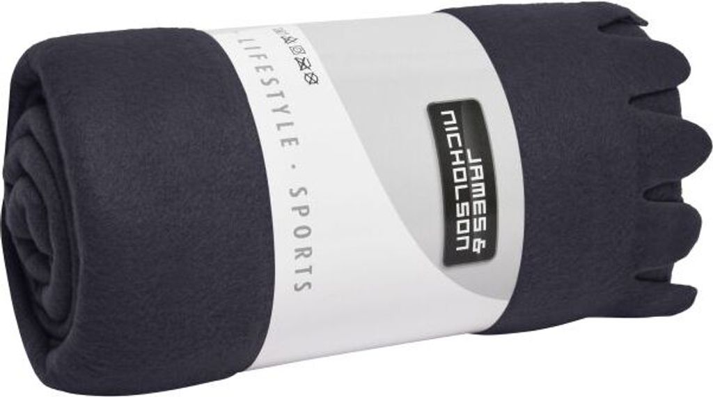 Fleecedecke mit abgerundeten Fransen navy, Gr. one size