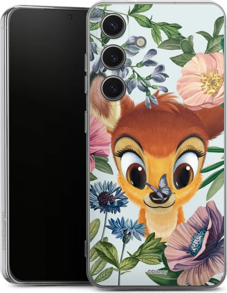 DeinDesign Handyhülle für Samsung Galaxy S25 Silikon Hülle Case Smartphone Schutzhülle Bambi Blumen Disney