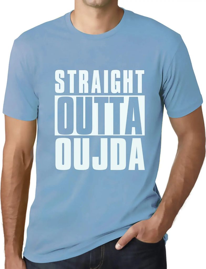 Herren Grafik T-Shirt Straight Outta Oujda Öko-Verantwortlich Vintage Jahrgang Kurzarm Lustige Druck Geburtstag Geschenk Mann