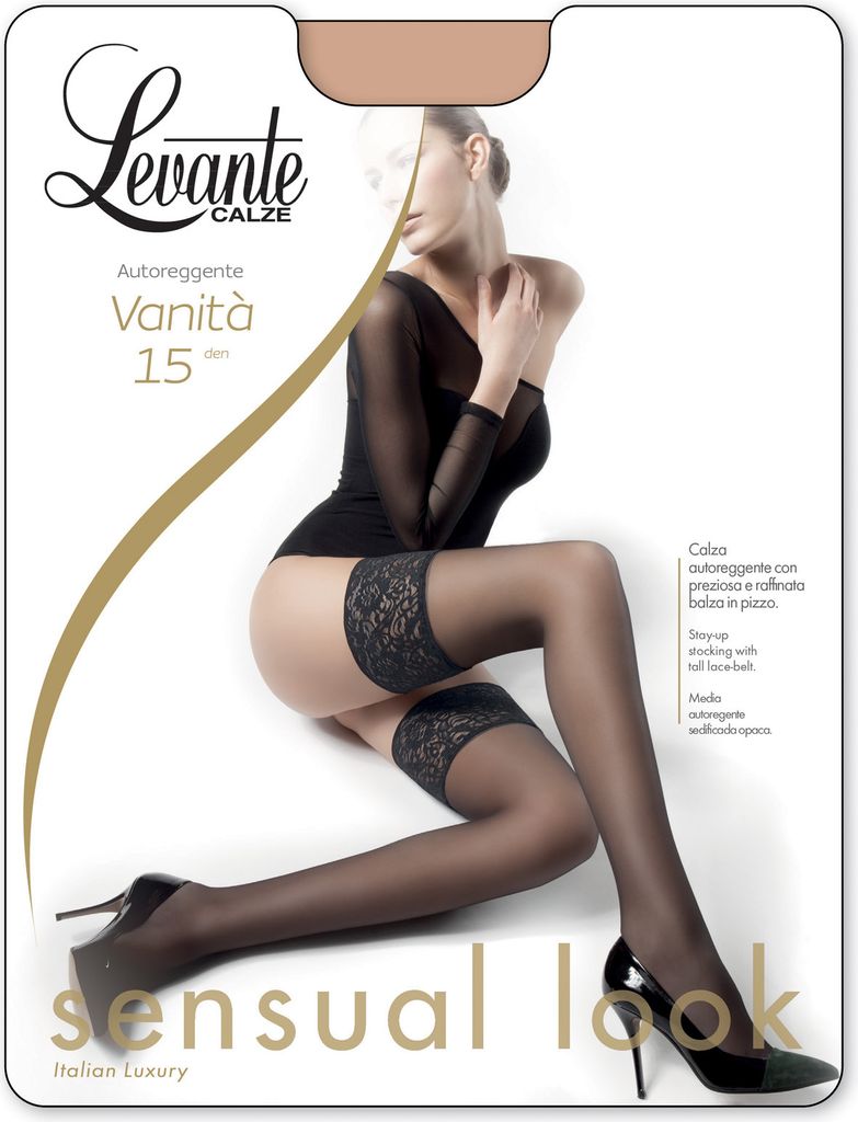 LEVANTE Damen halterlose Strümpfe 15 den mit Spitzenrüsche Produktbild 