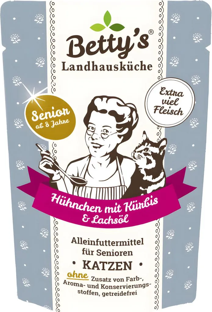 Aliment Chat Senior Riche en Poulet et Lachs Bettys Landhausküche 12x