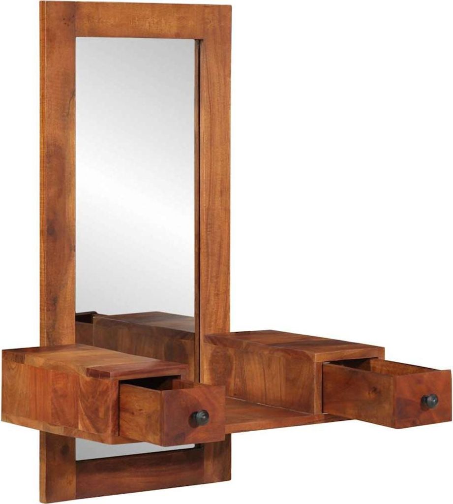 vidaXL Wandspiegel mit Schubladen 60x33x90 cm Massivholz Akazie