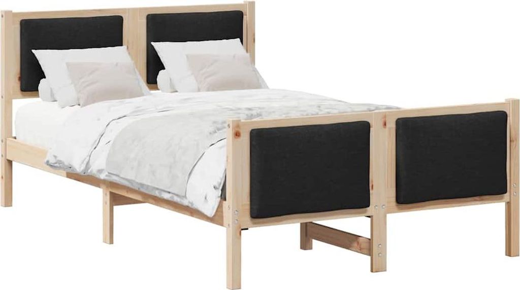 vidaXL Bettrahmen mit Kopfteil Schwarz 120 x 190 cm Stoff