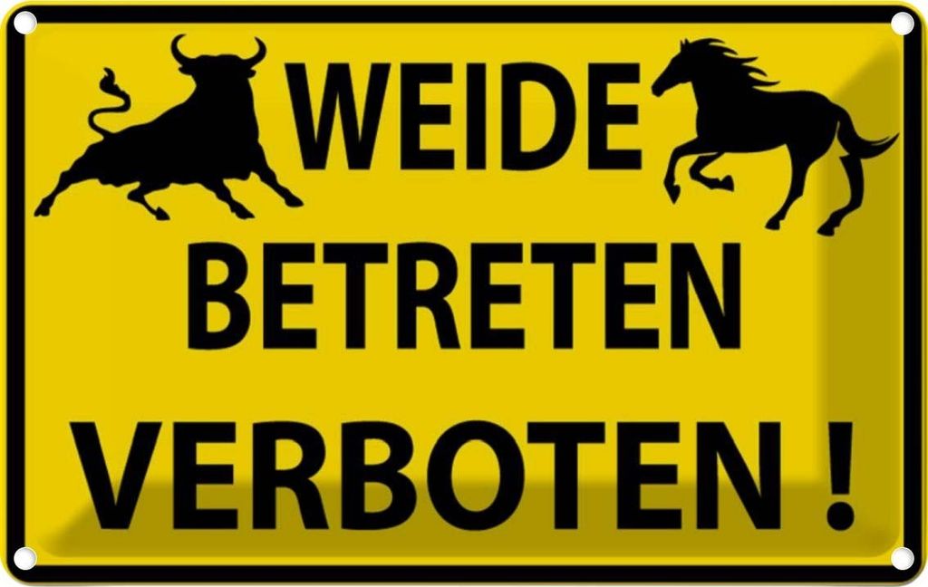vianmo Blechschild 12x18 cm Weide Betreten verboten Warnschild Hinweisschild Sicherheit Vorsicht