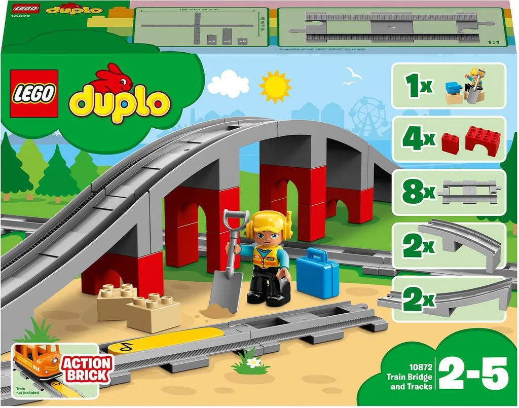 LEGO 10872 DUPLO Le Pont de Chemin de Fer et Ensemble de Rails de Train