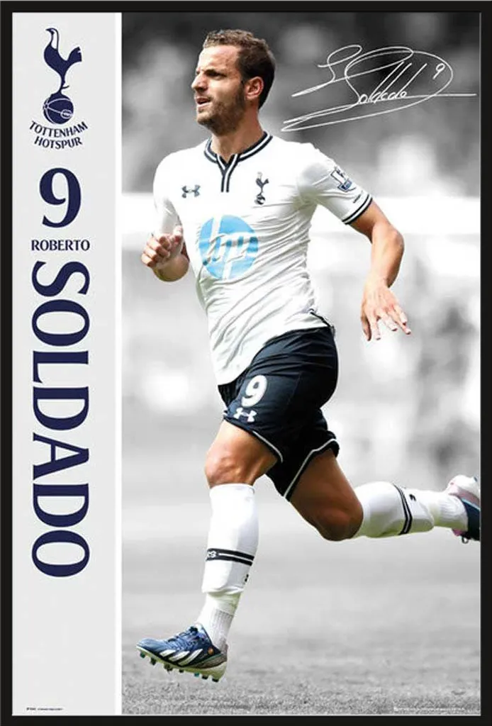 Poster Tottenham Hotspur Soldado 13/14 encadré pour déco chambre ado