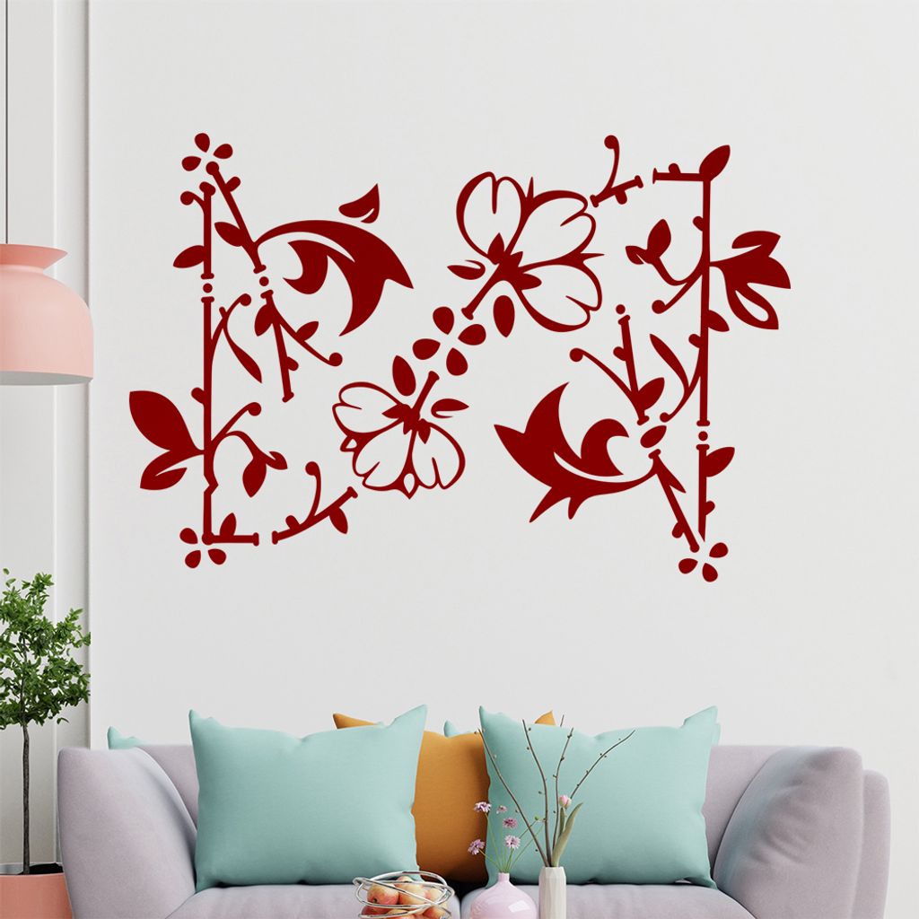 Blumenranke - Linien Wandtattoo in 6 Größen - Wandaufkleber Wall Sticker - Dekoration, Küche, Wohnzimmer, Schlafzimmer, Badezimmer