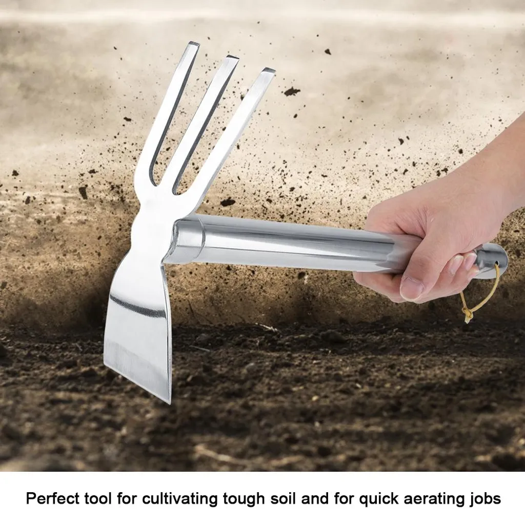 Mini-râteau robuste en acier et grip caoutchouc pour jardinage précis
