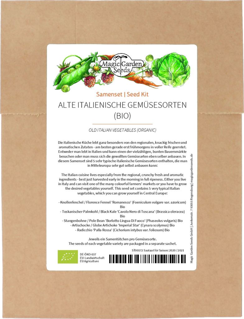 Alte italienische Gemüsesorten (Bio) - Samenset mit 5 typischen Delikatessen der italienischen Küche