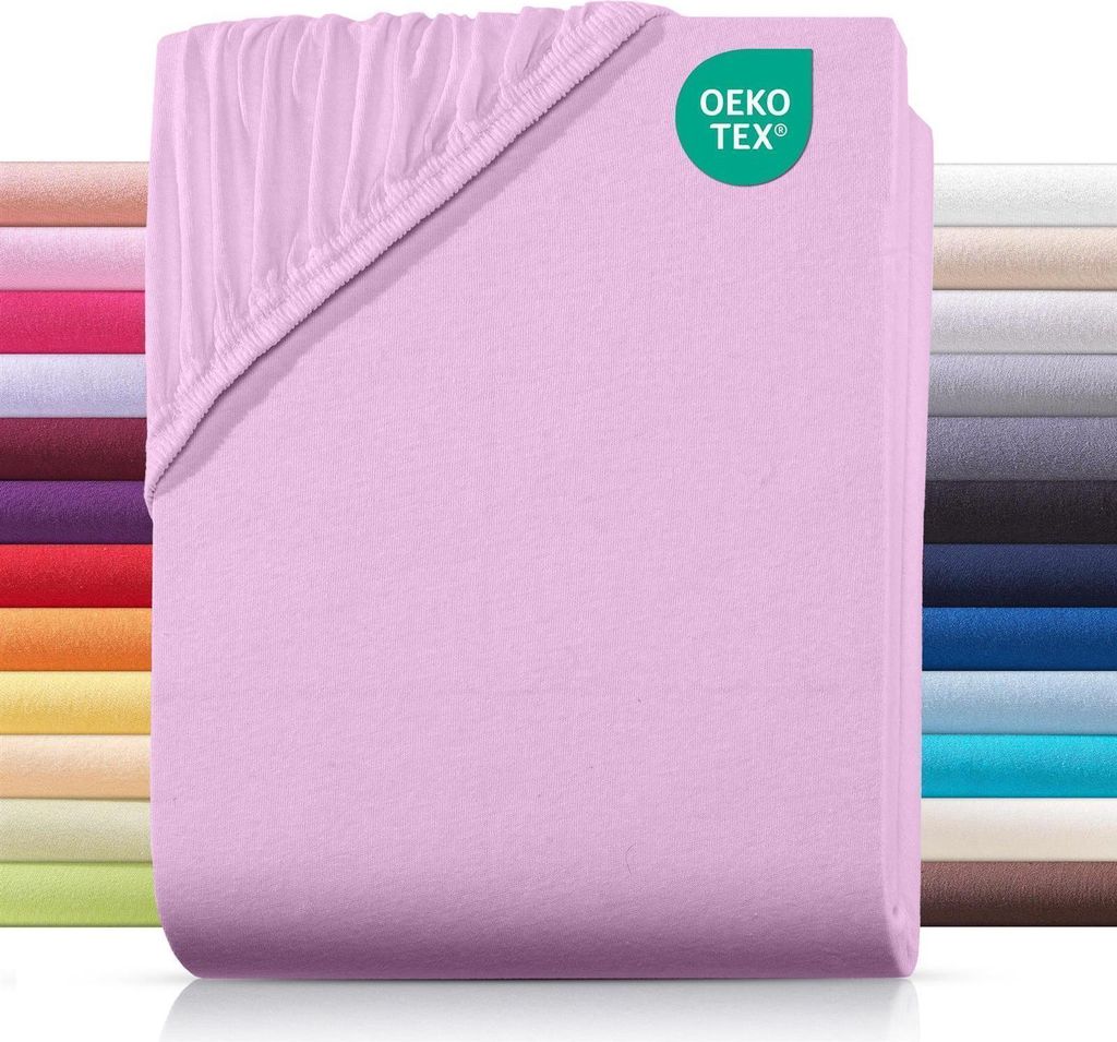 Jersey Spannbettlaken 70x140 cm aus 100% Baumwolle, Baby Bett Bettlaken Rosa Uni