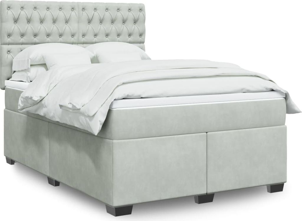Maison Exclusive - Boxspringbett mit Matratze Hellgrau 140x200 cm Samt