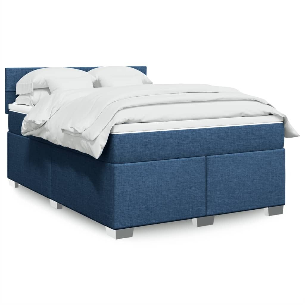 Maison Exclusive - Boxspringbett mit Matratze Blau 140x200 cm Stoff