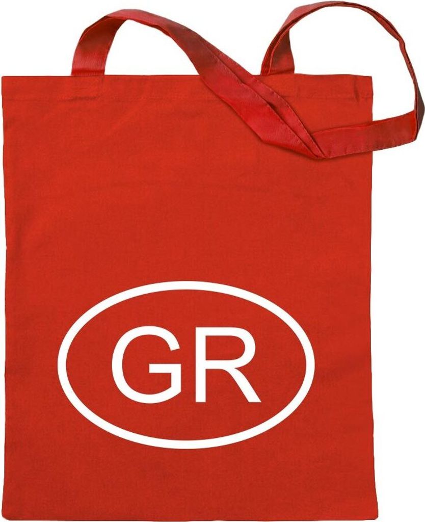 Kiwistar - Baumwolltasche - rot - Griechenland GR - Tragetasche Stoffbeutel Umhängetasche Langer Henkel