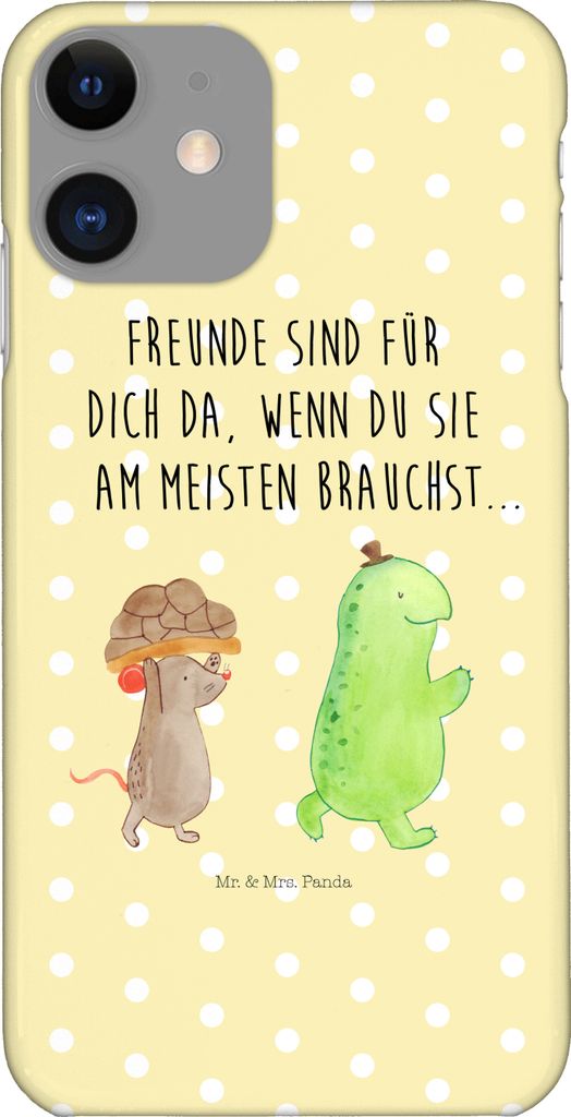 Mr. & Mrs. Panda Iphone 11 Handyhülle Schildkröte Maus - Gelb Pastell - Geschenk, Beste Freundin, Cover, Handy Schutzhülle, glücklich, Hülle, ...